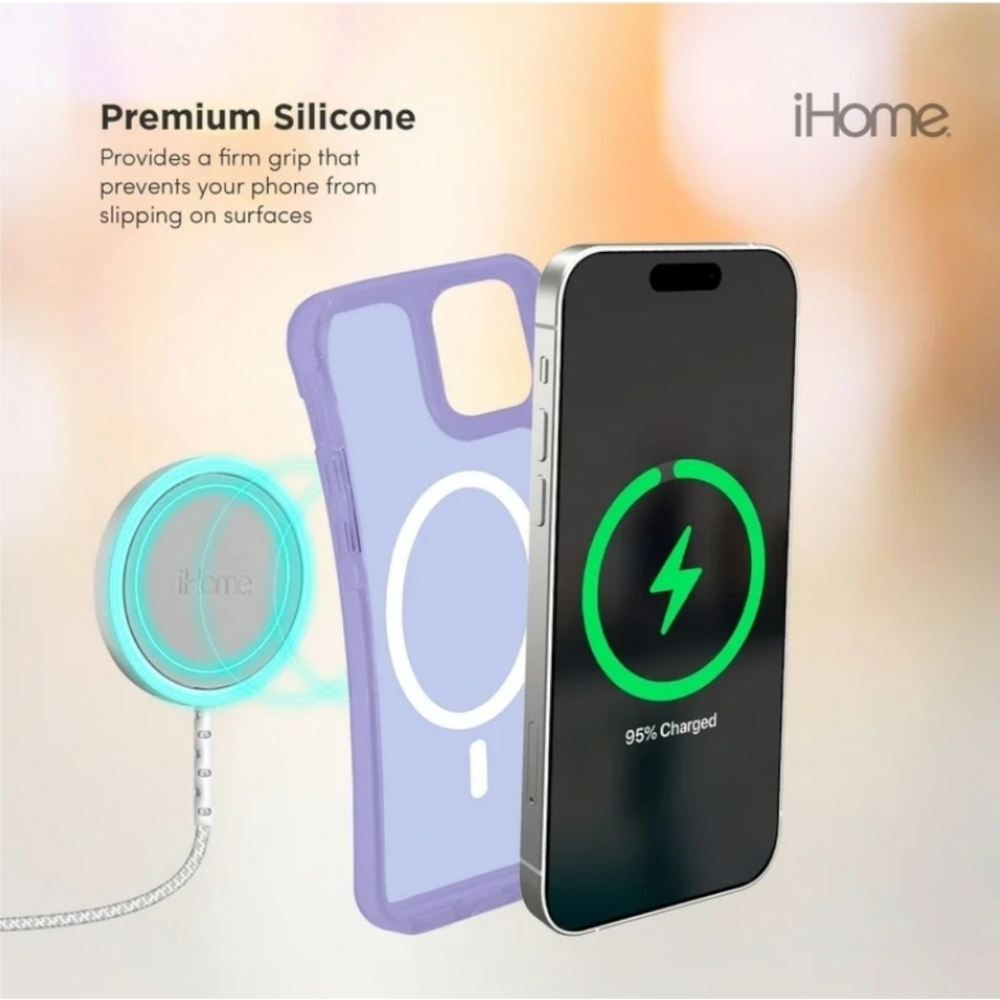 iHome Mag Safe Velo Phone Case for iPhone 15 Pro Max 10' Drop Test Pastel Purple - Picture 3 of 6